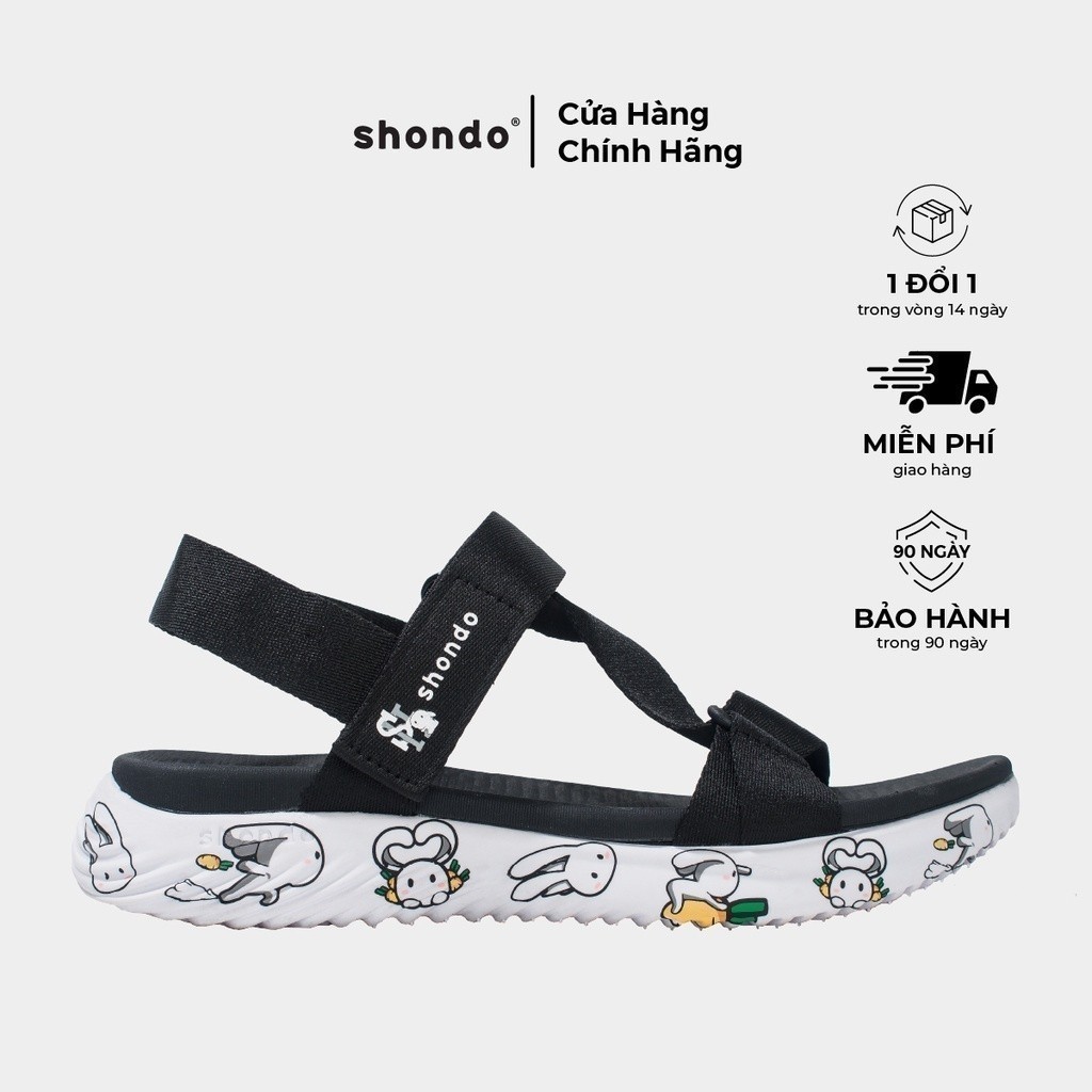 Giày Sandals Nam Nữ Shondo F7 Thỏ Bảy Màu Continew T7M Đen F7N0110