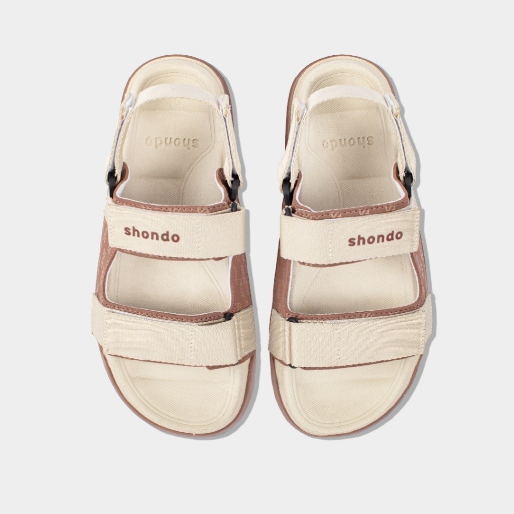 Giày Sandal Nam Nữ Shondo Platy 2 Thời Trang, Êm Chân Màu Be Nâu PLA2595