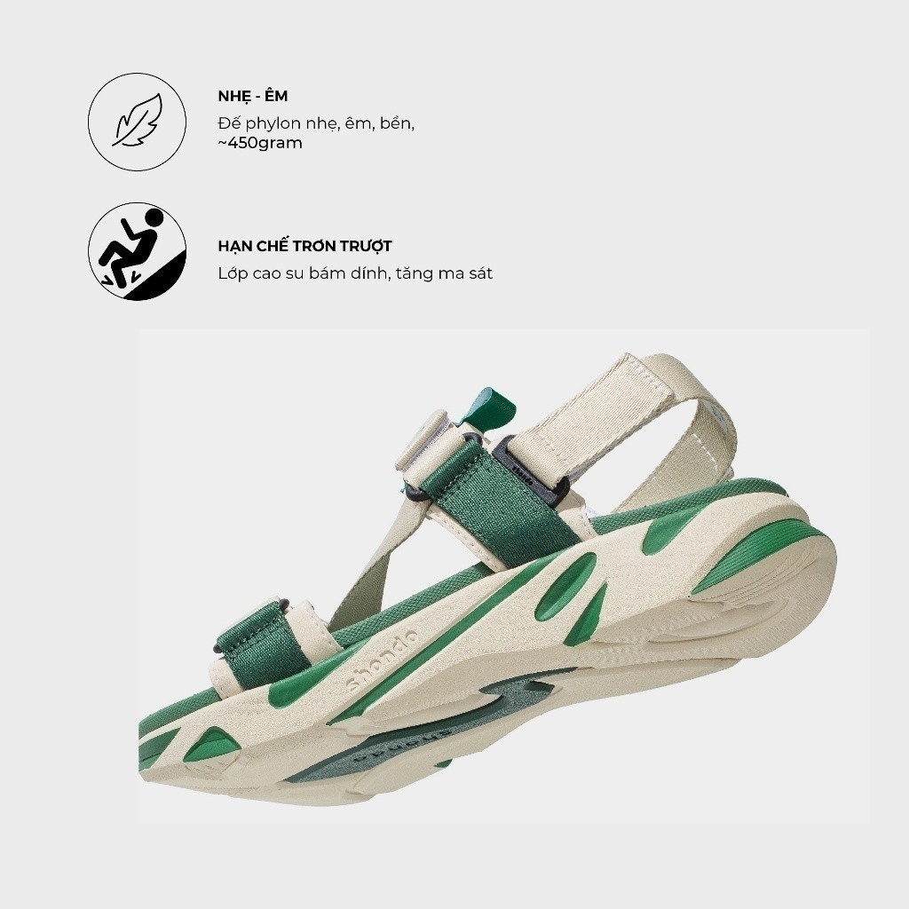 Giày Sandals F8 Shondo Be Xanh Rêu F8M2442