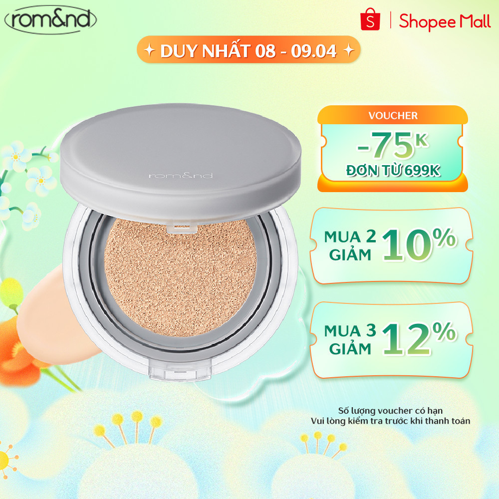 [Rom&nd] Phấn Nước Che Phủ Hoàn Hảo, Mỏng Nhẹ Tự Nhiên Romand NU Zero Cushion SPF24/PA++ 15g