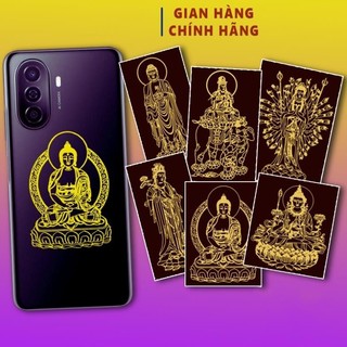 Miếng dán trang trí điện thoại linh phù Phật bản mệnh 12 con giáp phong thuỷ đẹp cao cấp