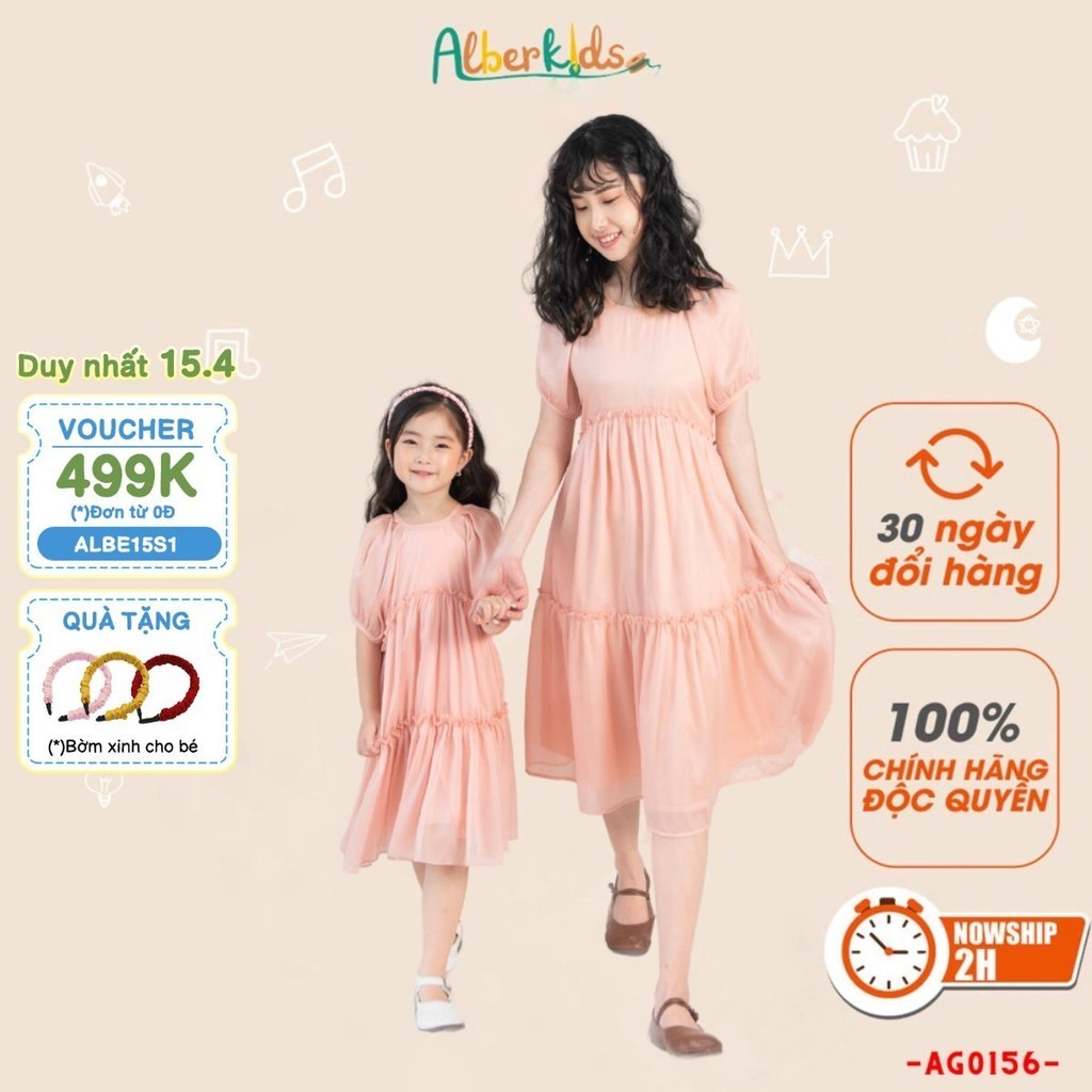 Váy đôi mẹ và bé ALBERKIDS hai lớp 3 tầng xinh đẹp cho mẹ và bé gái 2,3,4,5,6,7,8,9,10,11,12 tuổi [Ag0156 Ag0157]