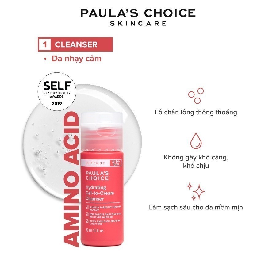 Sữa rửa mặt ngăn ngừa tác hại từ môi trường Paula’s Choice Defense Hydrating Gel to Cream Cleanser 30ml 2217