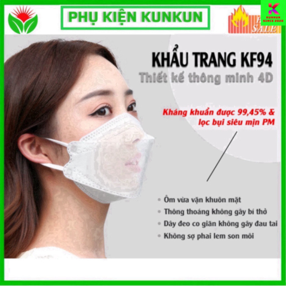 [QUÀ TẶNG KHÁCH VIP] Khẩu trang Y tế KF94 Chống Bụi Mịn, Kháng Khuẩn Hàng Cao Cấp [kunkun 088]