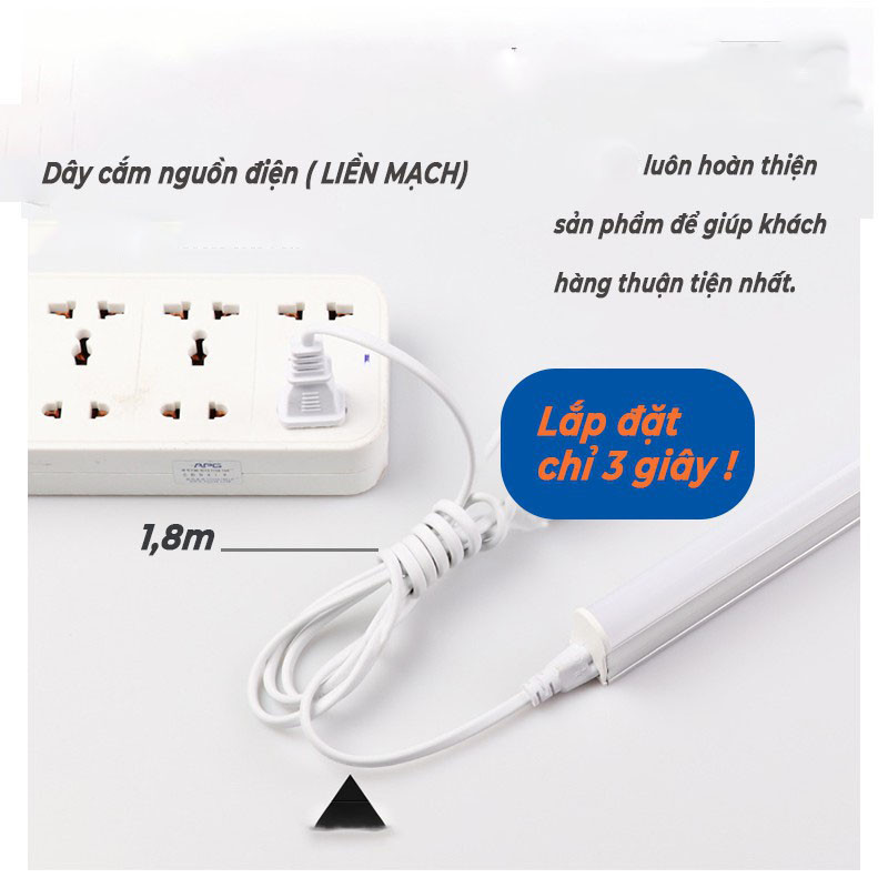 Hàng siêu hot Dây nguồn 3 chấu dùng cho đèn tuýp led T5 hàng có công tắc bật tắt dây dài 1m8 dễ dàng