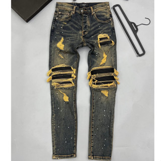  Quần VLADAK Vẩy Sơn Xanh Loang Vàng Vá Da Nhăn Đen Quần Bò Nam Xanh Sẫm Vladak Lót Da Cao Cấp Chất Co Dãn 4 Chiều .. 