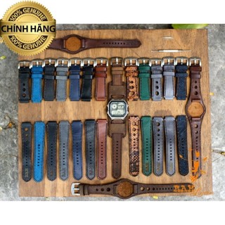 Dây đồng hồ da bò thật cho Seiko 5 / Casio AE 1200 WHD / Casio AE 1200 WH / Casio 1200WHD / 1000W / 1000WD .