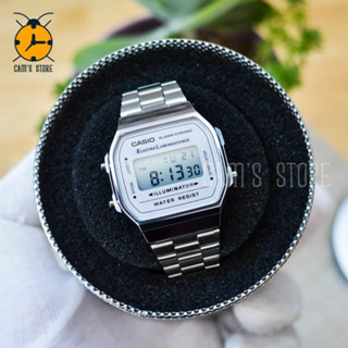  Đồng hồ nam Casio A168 cổ điển chống nước dây thép không gỉ lịch sự thời trang 