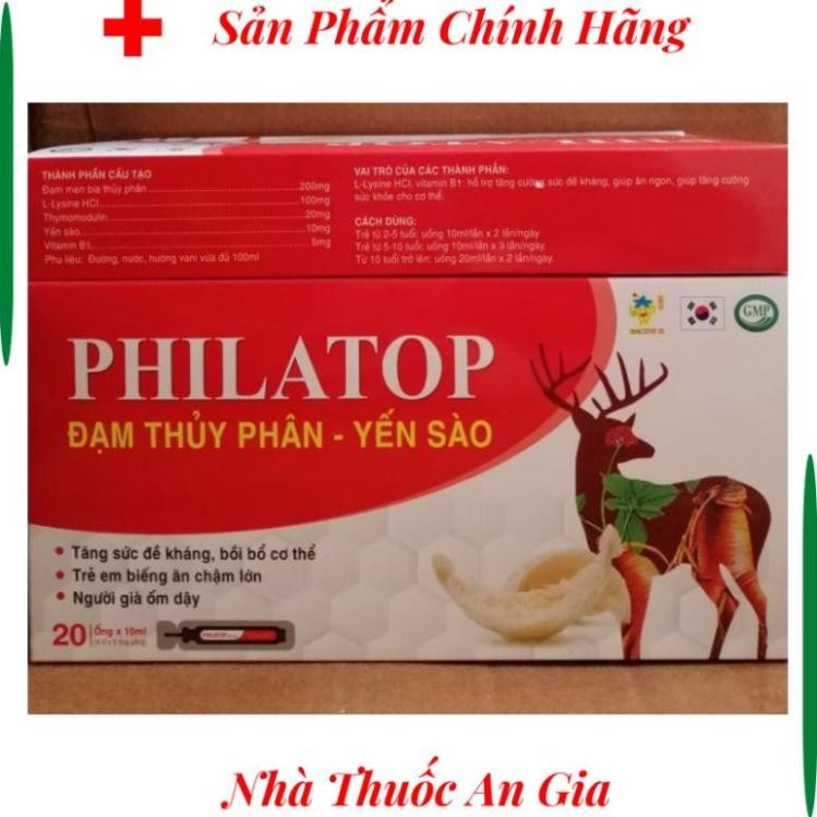 Philatop đạm thủy phân yến sào hộp 20 ống x 10ml Mediphar - tăng cường sức đề kháng thymomodulin nhung hươu đông trùng b