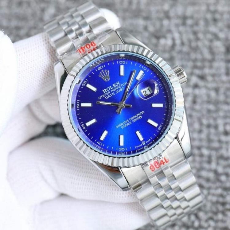 [114] Đồng Hồ Đeo Tay Nam Rolex Màu Bạc Thanh Lịch 41mm, Đồng Hồ Nam Thạch Anh Rolex