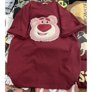 Áo thun nữ tay lỡ chất cotton khô  GẤU MẶT HỒNG phong cách Hàn Quốc XMCH