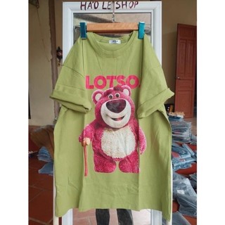Áo Thun Tay Lỡ 3158 Cotton Khô Form Rộng Nam Nữ Gấu LOTSO NA