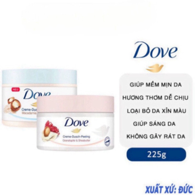 Kem Tẩy Tế Bào Chết  Dove Macca Lựu Đỏ Chăm Da Sáng Mịn, Giữ Ẩm, Dưỡng Trắng 225ML Bản Đức Cao Cấp JP 4.0 | BigBuy360 - bigbuy360.vn