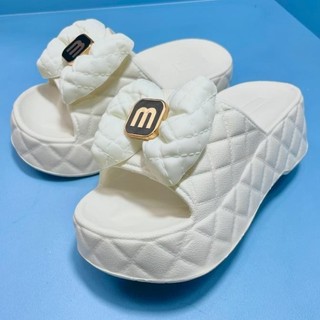 Dép quai ngang nữ, dép nữ đính nơ MM, dép lê bánh mì độn đế cao 6cm chất liệu EVA 3TDEP