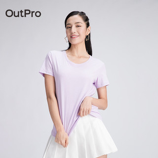 Áo thun thể thao OutPro vải cotton tay ngắn dáng rộng thoải mái thời trang cho nữ