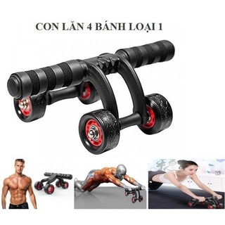 [ TẶNG LÓT ĐẦU GỐI ] Con lăn tập bụng 4 bánh . Nhựa ABS cao cấp. Trục cố định bằng inox chắc chắn. Siêu bền.