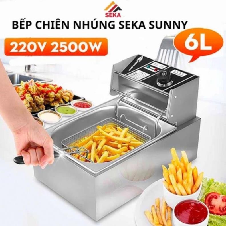 Bếp chiên nhúng điện SEKA Sunny 6L, Bếp chiên ngập dầu 12L inox cao cấp, Nồi chiên ngập dầu công suất 2500W