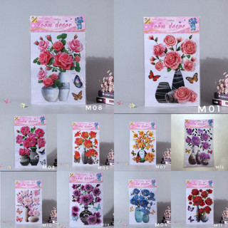 Tranh dán tường sẵn keo Bình Hoa 3D, decal nổi mới