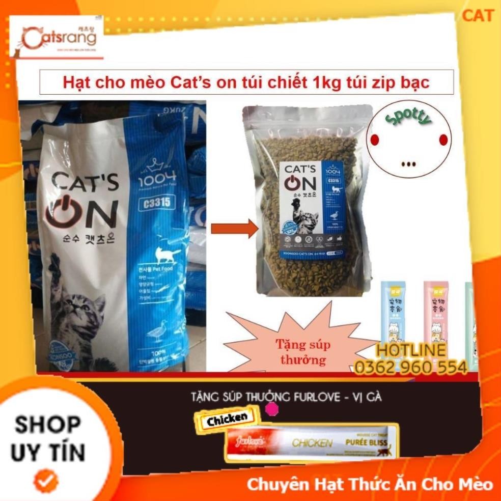 Hạt cho mèo | Túi 1kg Hạt Cat's On thức ăn cho mèo (Hàn Quốc)| Caton hạt cho mèo| Cat on