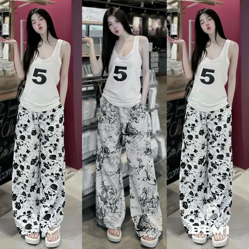 SET ÁO BALO SỐ 5 MIX QUẦN HOA ĐEN