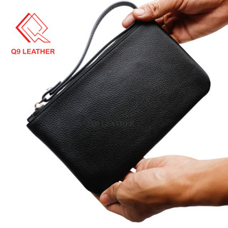Ví nữ cầm tay thời trang bản to da bò thật Q9 Leather kiểu dáng basic thanh lịch BNM01