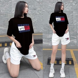 Bộ đồ short nữ thun cotton áo IN chữ TOM.MY cực ngầu trẻ trung cá tính HUCO