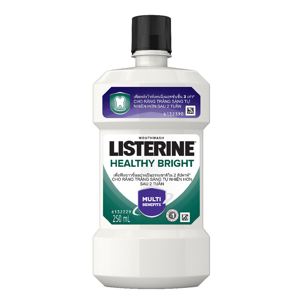 Nước súc miệng giúp răng trắng sáng tự nhiên Listerine Healthy Bright - Dung tích 250ml