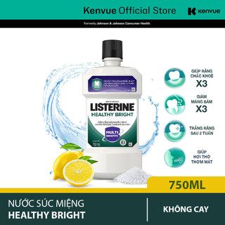 Nước súc miệng giúp răng trắng sáng tự nhiên Listerine Healthy Bright Mouthwash - Dung tích 750ml
