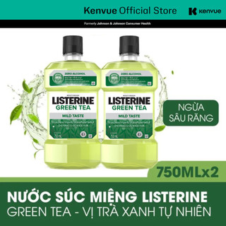 Bộ 2 Nước Súc Miệng Ngừa Sâu Răng Listerine Green Tea Zero Alcohol 750ml/chai