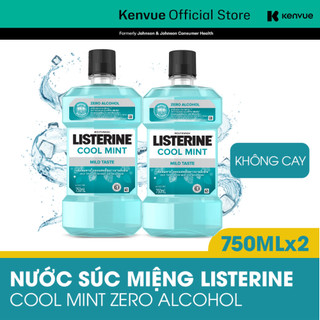 Bộ 2 Chai Nước Súc Miệng Listerine Giúp Hơi Thở Thơm Mát Cool Mint Zero Alcohol 750mlx2 540021939