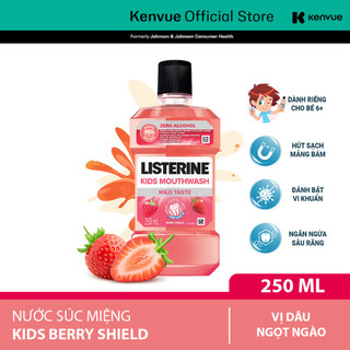 Nước súc miệng Listerine Kids Mouthwash with berry shield dành riêng cho trẻ trên 6 tuổi 250ml