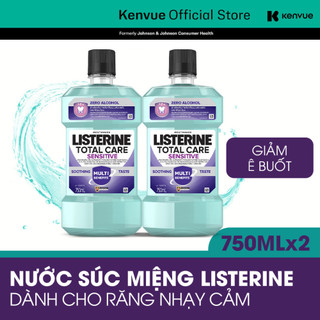 Bộ 2 Nước súc miệng cho răng nhạy cảm Listerine Total Care Sensitive Soothing Taste 750ml/chai