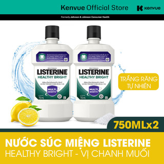 Bộ 2 Nước súc miệng làm trắng răng Listerine Healthy Bright Mouthwash 750ml/chai