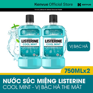 Bộ 2 Nước Súc Miệng Giữ Hơi Thở Thơm Mát Listerine Cool mint - Dung tích 750ml