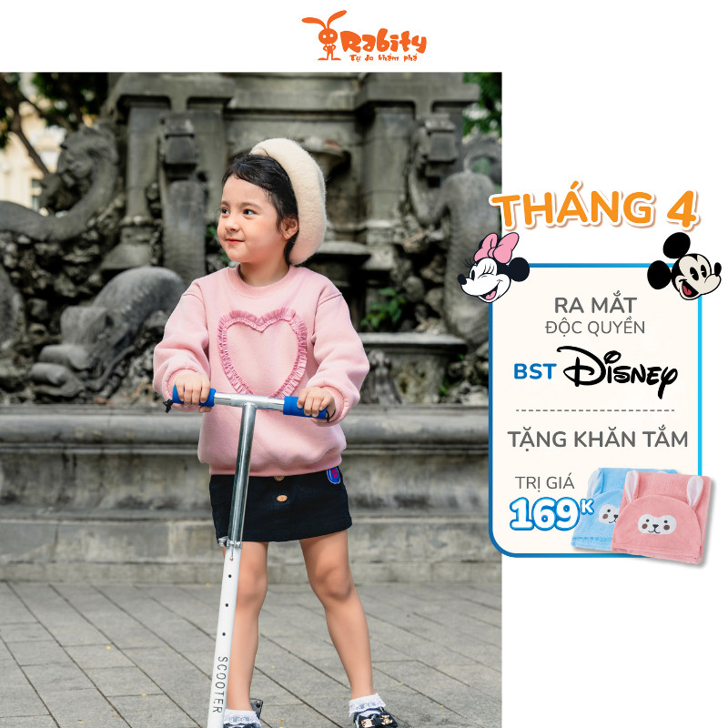 Áo nỉ dài tay bé gái Rabity x ELLE Kids - designed in Paris phong cách thời trang Pháp 83025