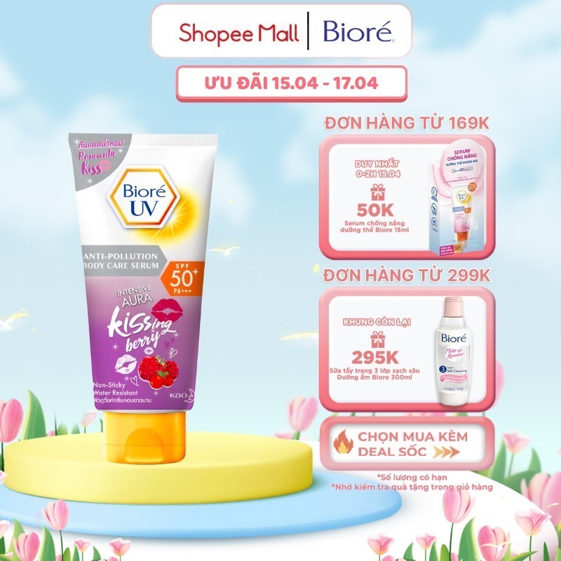 Serum Chống Nắng Dưỡng Thể Kháng Bụi Sáng Da Mịn Màng Bioré Spf50+ Pa+++ Hương Quả Mọng 150Ml