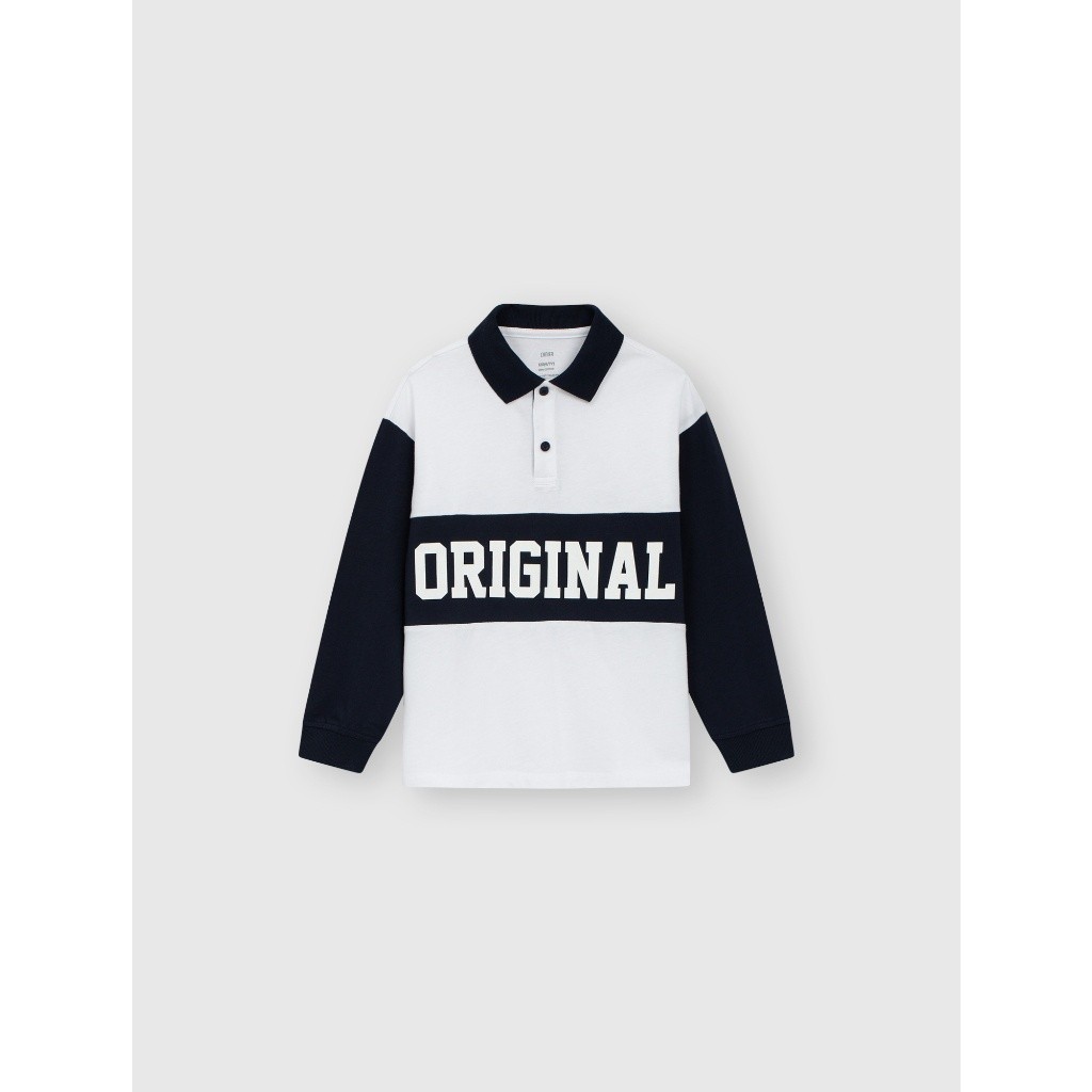 Áo polo bé trai CANIFA dài tay chất liệu cotton phối màu 2TP23C003