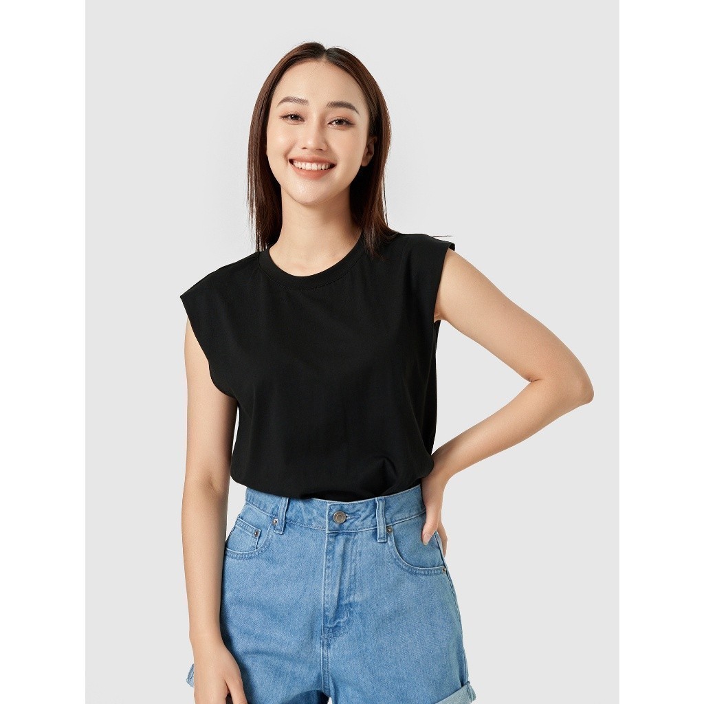 Áo sát nách nữ CANIFA  100% cotton, cổ tròn, sát nách, dáng basic 6TA22S008