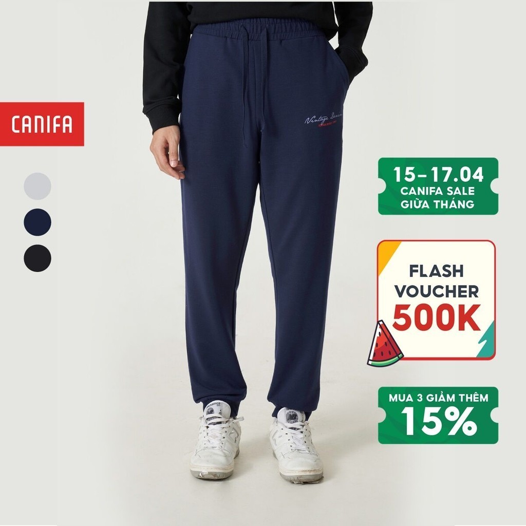 Quần nỉ nam CANIFA dáng jogger bo gấu in chữ 8BP23W016