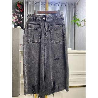 chân váy jean túi nắp