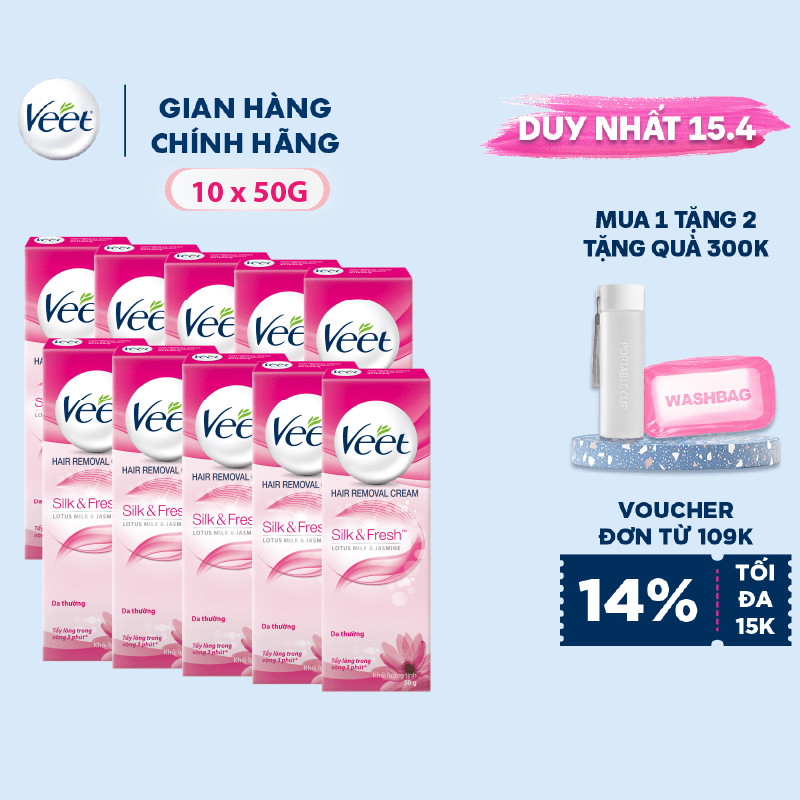 [Mã FMCGVEET71 giảm 8% đơn 150k] Bộ 10 Kem tẩy lông Veet dành cho da thường tuýp 50g