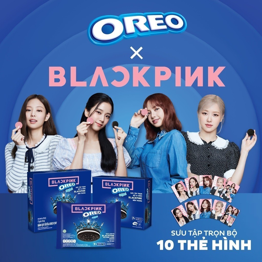 Bánh quy OREO vị vani, combo 2 hộp x 303.6g  (Tặng kèm 1 card BLACKPINK bên trong mỗi hộp sản phẩm)