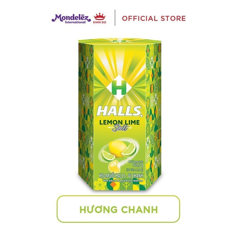 Combo 2 hộp Kẹo muối Halls vị Chanh 100.8g x 2