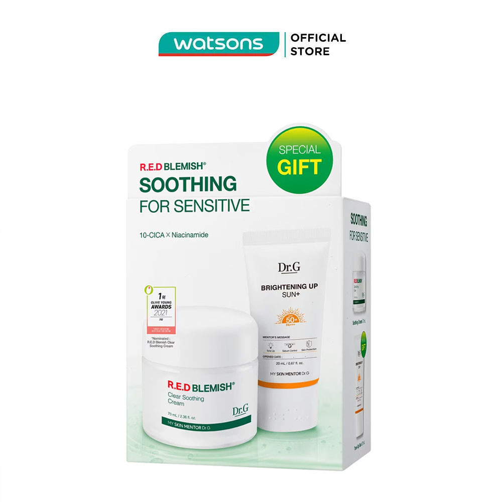 Combo Dr.G Red Blemish (Kem Dưỡng Dr.G RED Blemish 70ml + Kem Chống Nắng Dr.G Brightening Up 20ml)