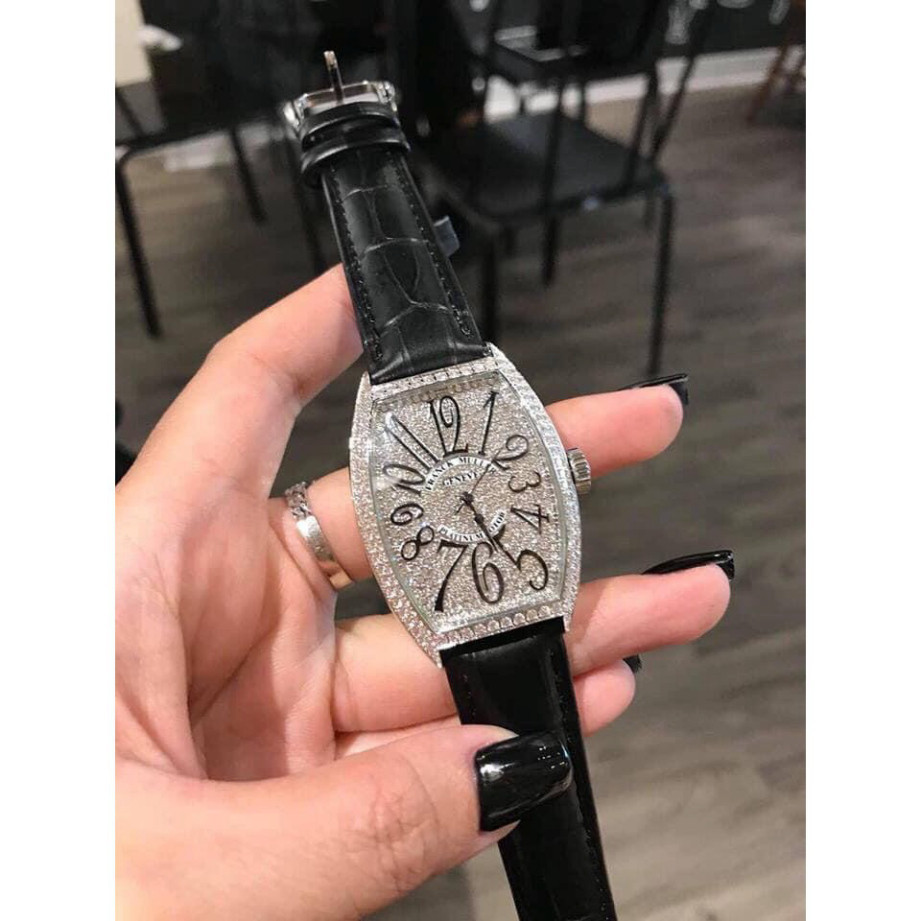 Đồng hồ nữ Franck muller full đá, dây da cao cấp
