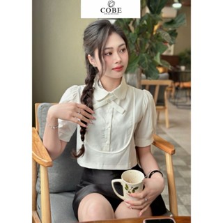 Áo sơ mi trắng kiểu crop cổ sen kèm nơ Lucy shirt áo sơ mi nữ kiểu tiểu thư sang chảnh thiết kế cobe.official