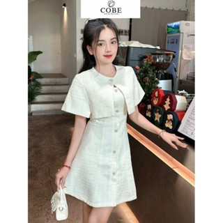 Set váy đầm hai dây và áo choàng COBE SET Set váy đầm liền thân dạ Tweed thiết kế tiểu thư thanh lịch cobe.offcial