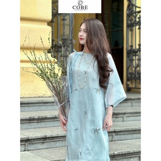 Áo dài cách tân THUY MIEN cổ tròn 2 lớp mềm mại áo dài nữ cách tân tay lỡ thanh lịch tôn dáng thiết kế by Cobe.Official