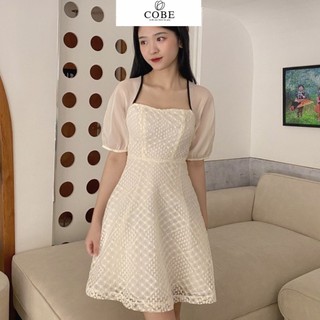 Đầm ren thiết kế buộc nơ lưng LILY DRESS đầm váy nữ thiết kế tiểu thư cổ vuông tay bồng tôn dáng by TeamCobe 2023