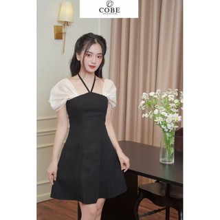SALE Đầm váy thiết kế nữ COBE DRESS váy liền thân cộc tay đen phối Organza, BREEZY DRESS thiết kế cao cấp cobe.officail